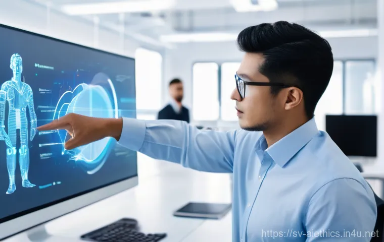 AI 윤리와 자동화 윤리 - **Prompt:** A group of diverse professionals, men and women of varying ages and ethnicities, are dep...